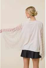 Zutter Lace Wing Sleeve Oversized Kaftan Top (Bone)