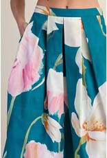 glam Flared Midi Skirt with Pleats (Turquoise)