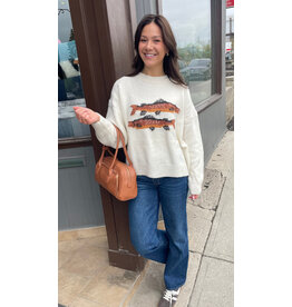 Bailey Rose Trout Graphic Knit Sweater (Cream)