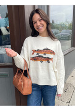 Bailey Rose Trout Graphic Knit Sweater (Cream)