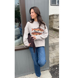 Bailey Rose Trout Graphic Knit Sweater (Oatmeal)