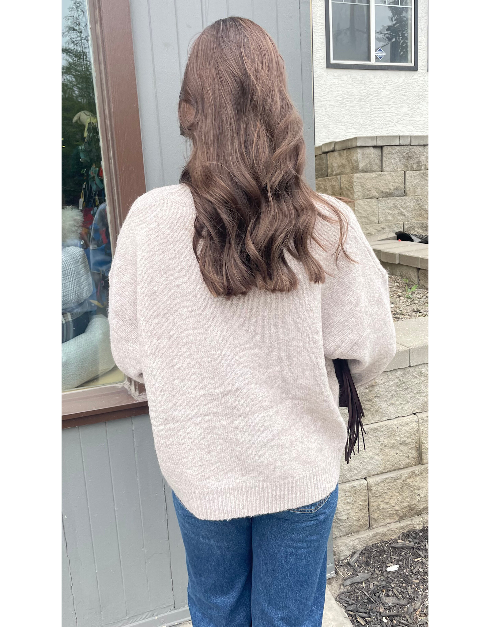Bailey Rose Trout Graphic Knit Sweater (Oatmeal)
