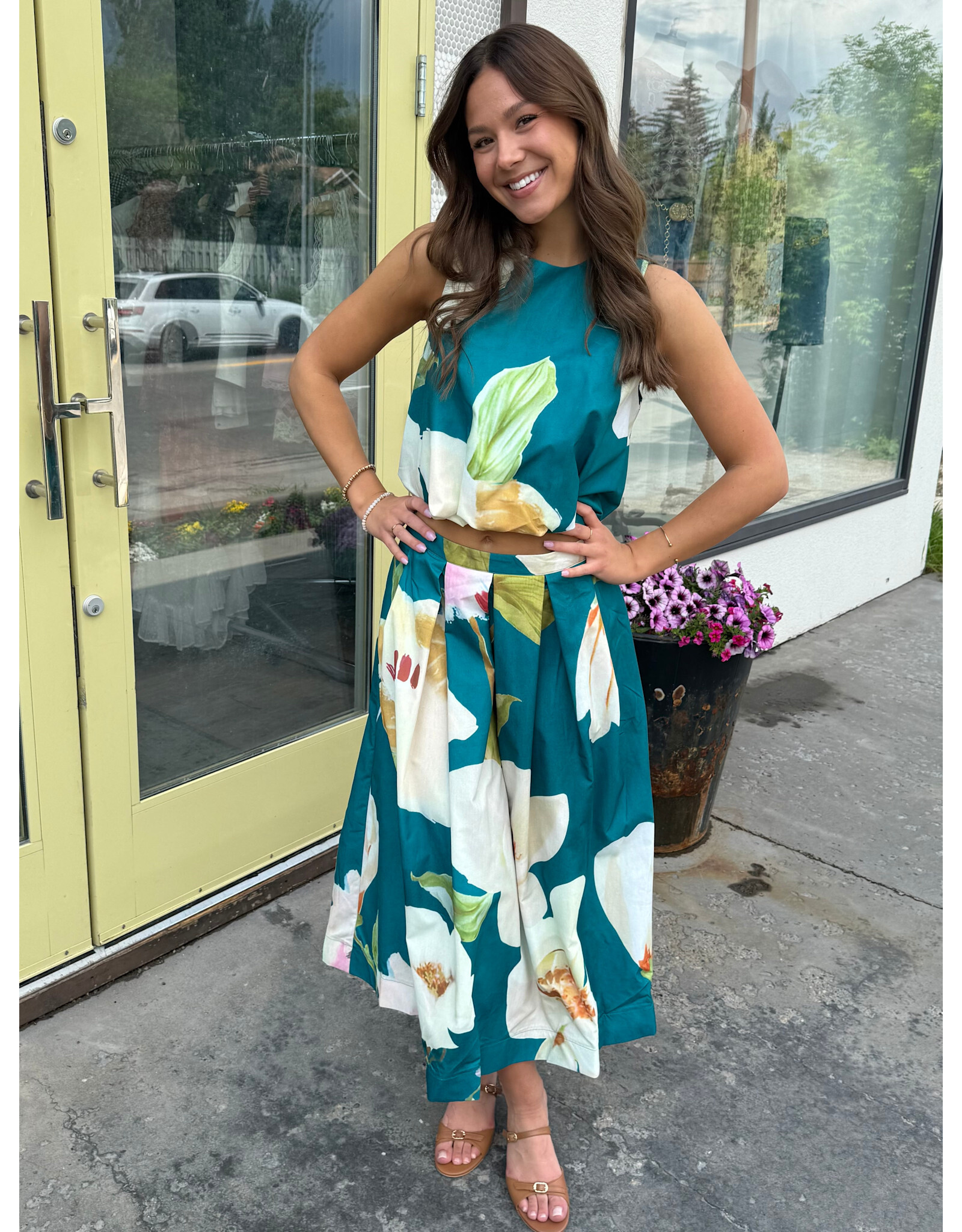 glam Flared Midi Skirt with Pleats (Turquoise)