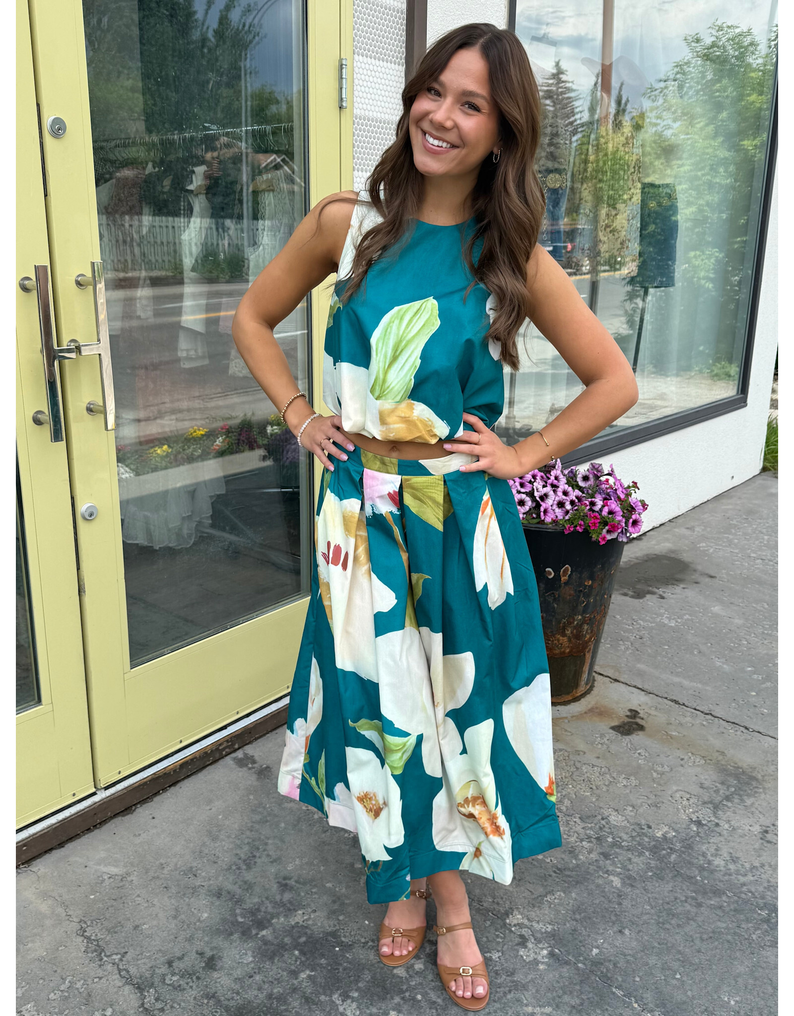 glam Flared Midi Skirt with Pleats (Turquoise)