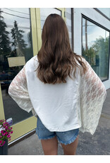 Zutter Free bird vintage graphic relaxed kaftan top w/lace sleeves (Bone)