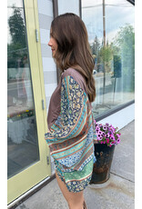 Zutter Boho Contrast Poncho Top (Brown)