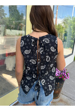 Korner Korner - Paisley Bandana Print Sleeveless Top (Black)
