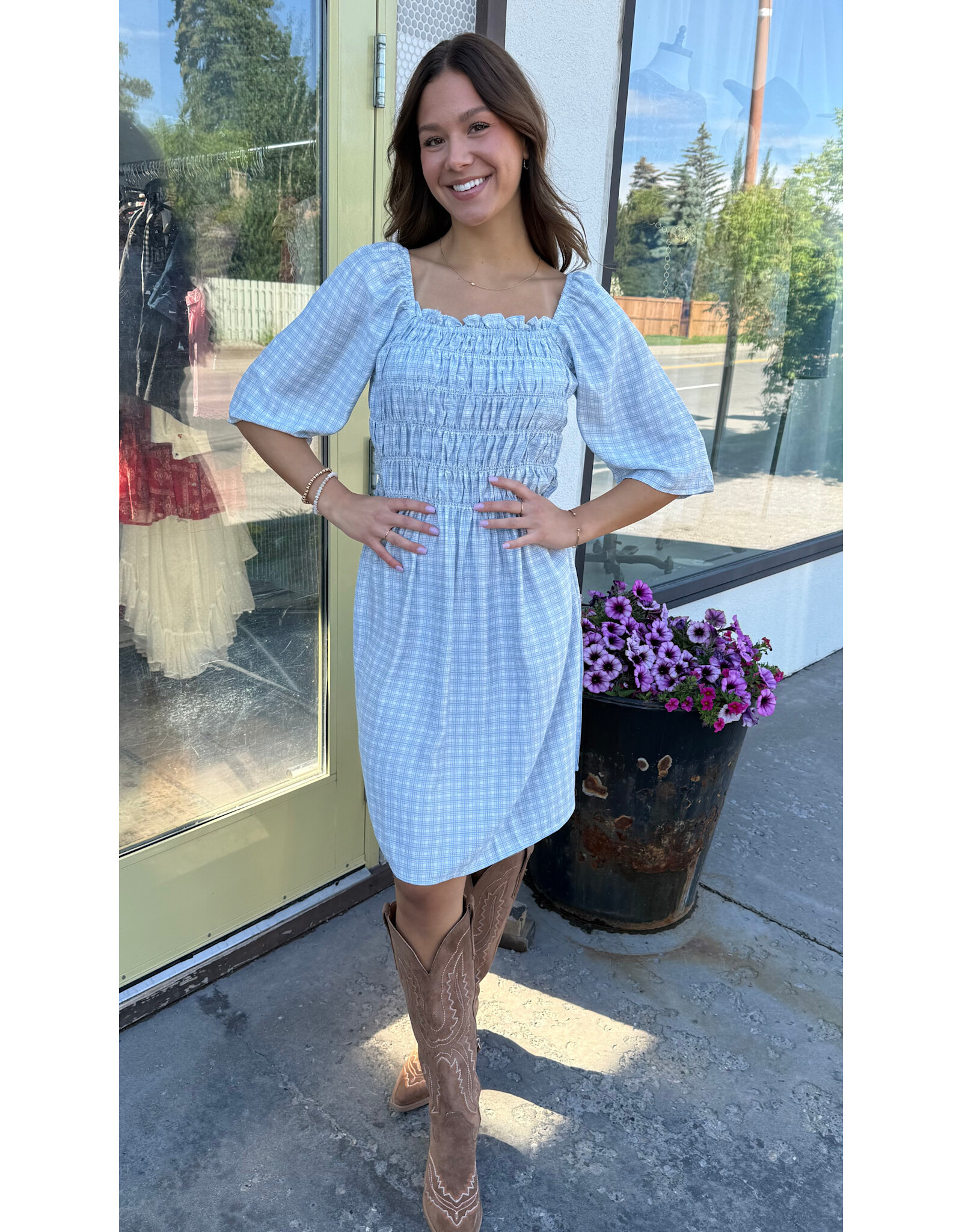 ICHI ICHI - Hetta Smocked Dress (Powder Blue)