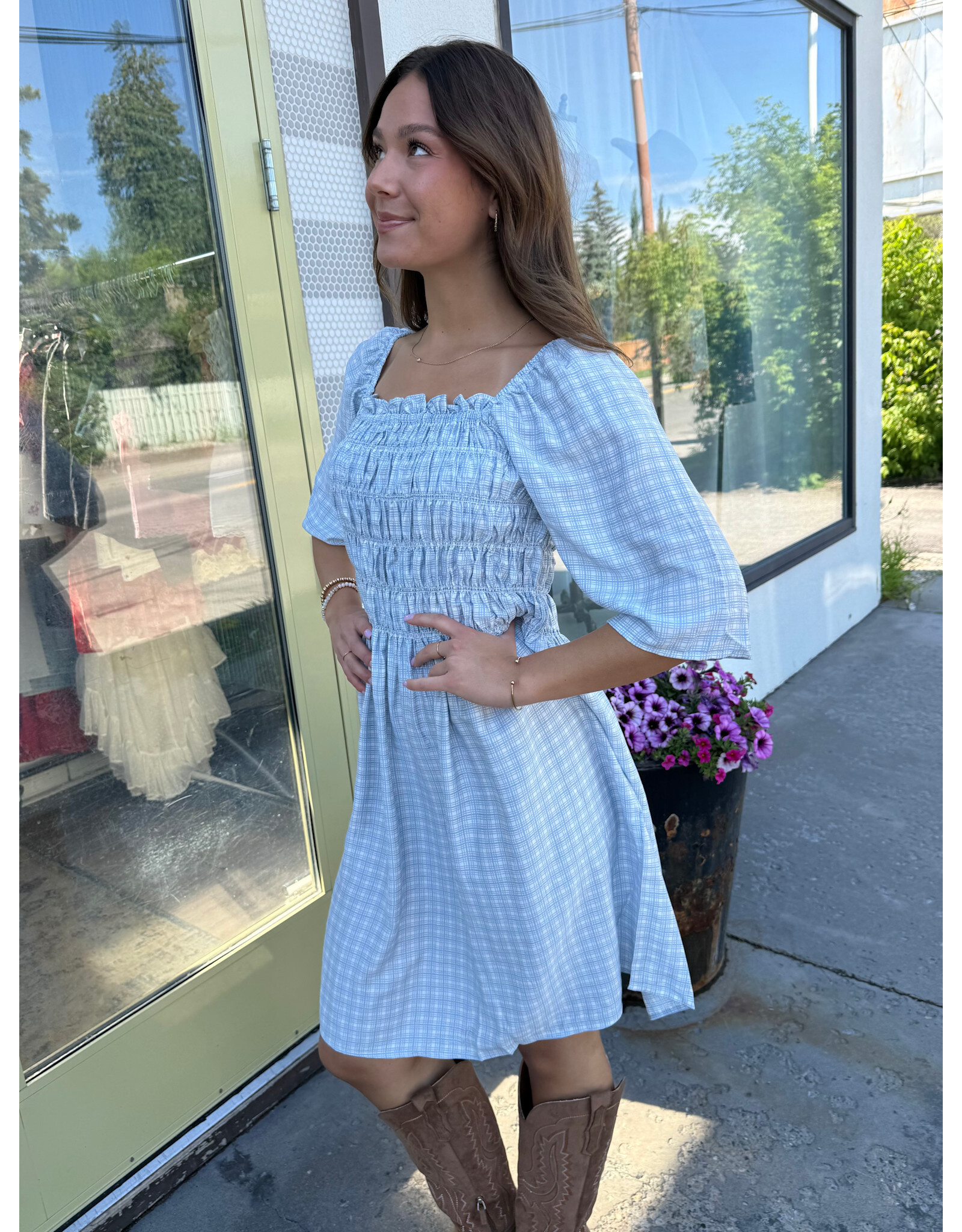 ICHI ICHI - Hetta Smocked Dress (Powder Blue)