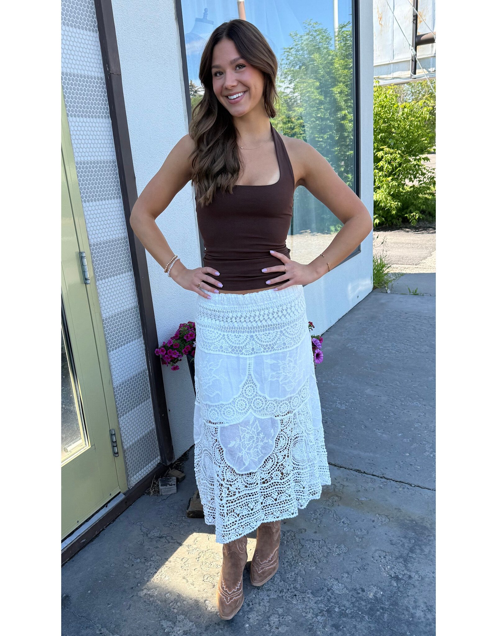 Papillon Papillon - Crochet Embroidered Skirt (White)