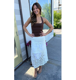 Papillon Papillon - Crochet Embroidered Skirt (White)