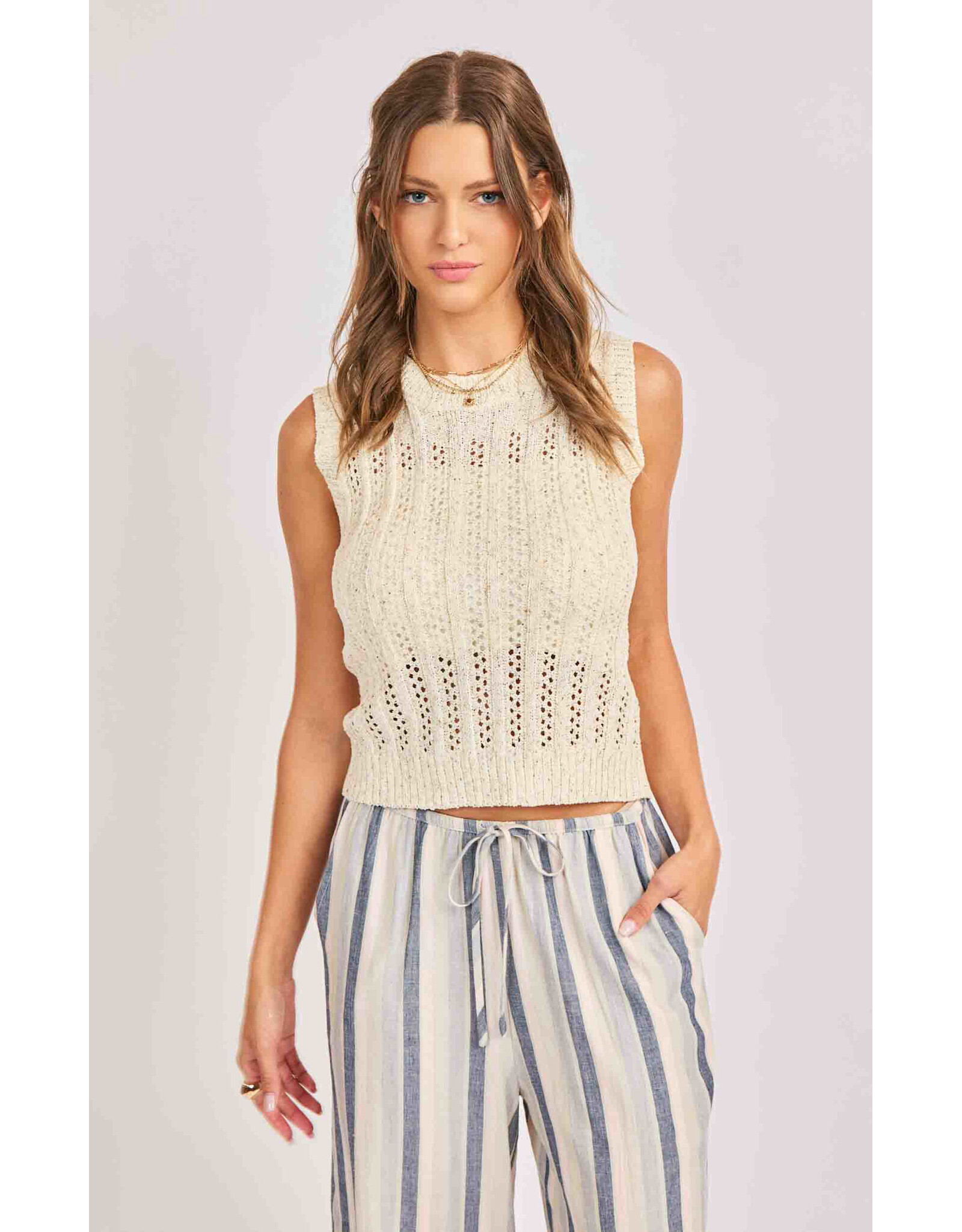 Sadie & Sage Sadie & Sage - Montana Open Knit Sweater Vest (Cream)