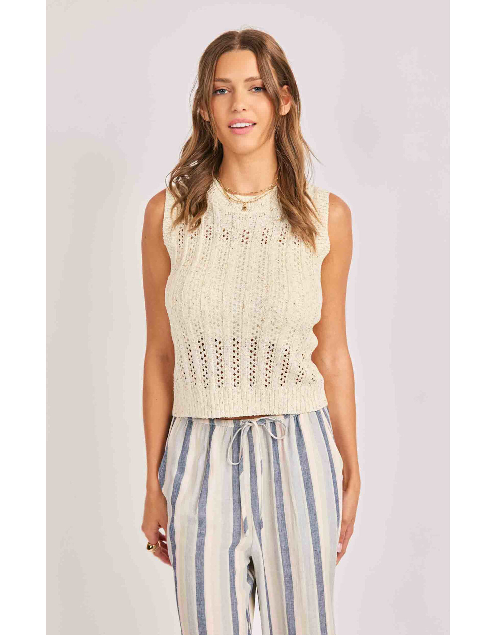 Sadie & Sage Sadie & Sage - Montana Open Knit Sweater Vest (Cream)