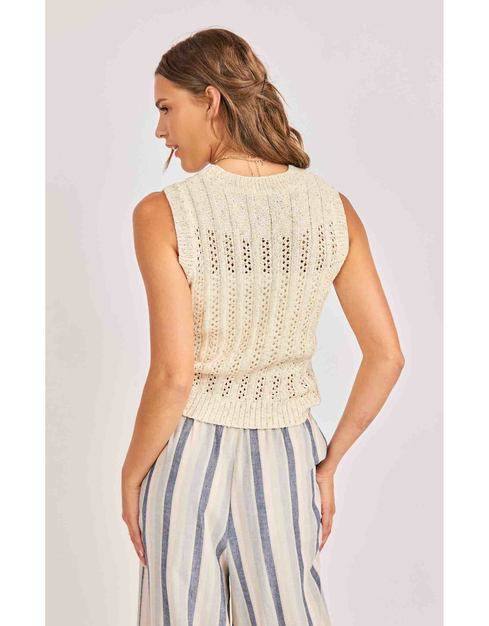 Sadie & Sage Sadie & Sage - Montana Open Knit Sweater Vest (Cream)