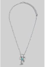 Fame Accessories Western Bull Skull & Boot Charm Paperclip Chain Necklace