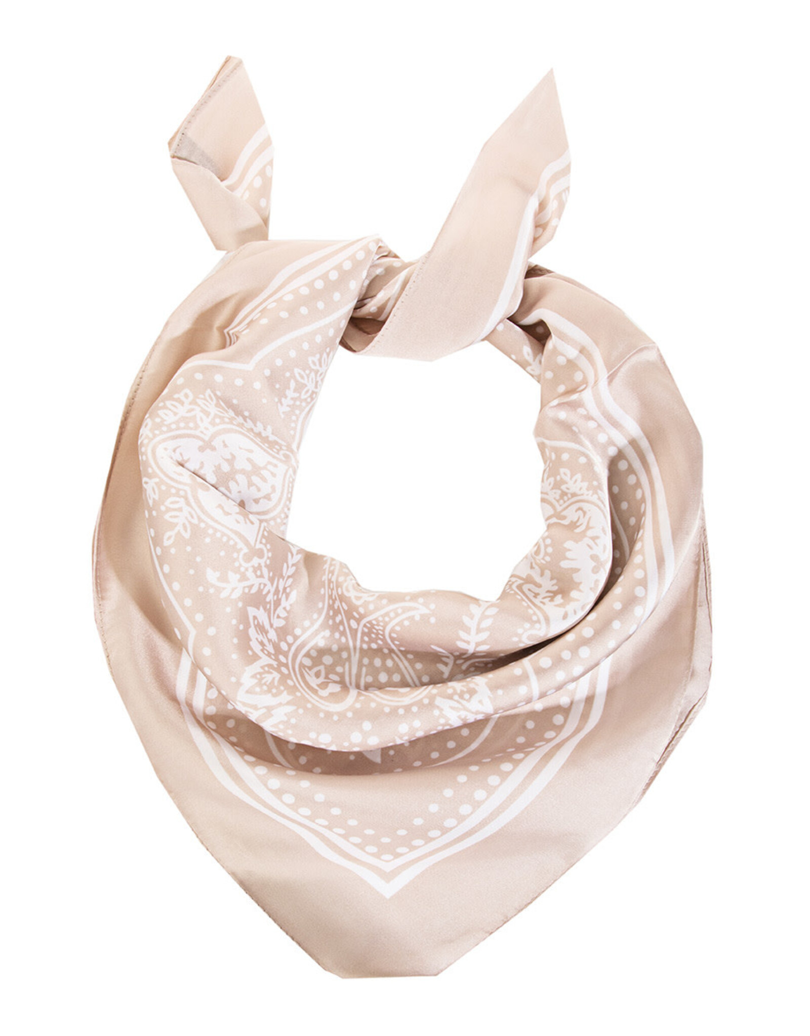 Fame Accessories Light Paisley Design Square Bandana Scarf (Ivory)