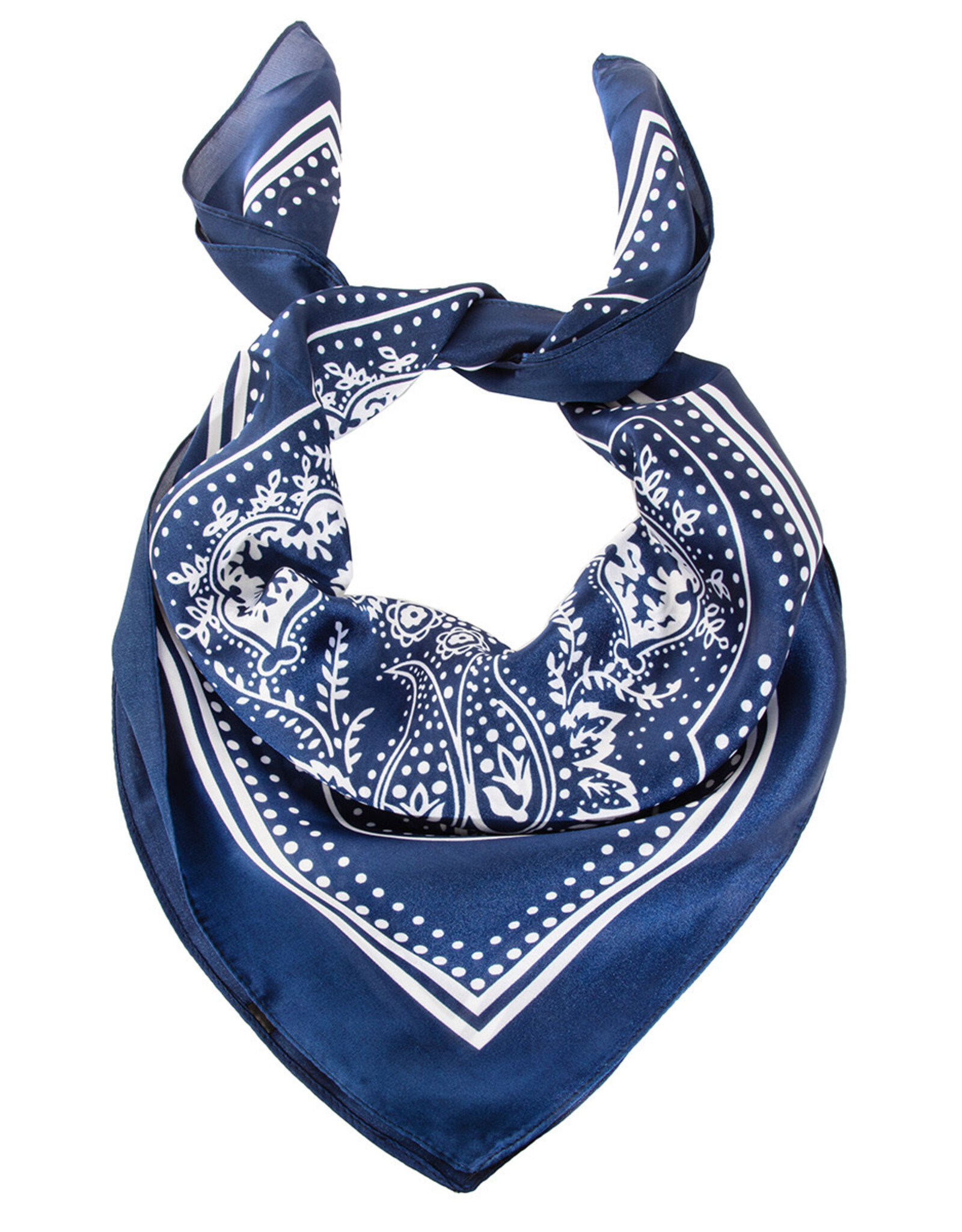 Fame Accessories Light Paisley Design Square Bandana Scarf (Navy)