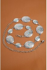 Fame Accessories Textured Engraved Oval Western Concho Chain Belt (Silver)