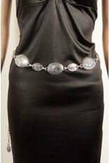 Fame Accessories Western Abstract Pattern Concho Chain Belt (Silver)