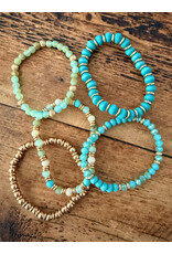 L&B Creations Assorted Turquoise and Gold Beaded Bracelets