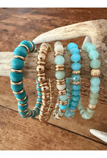 L&B Creations Assorted Turquoise and Gold Beaded Bracelets
