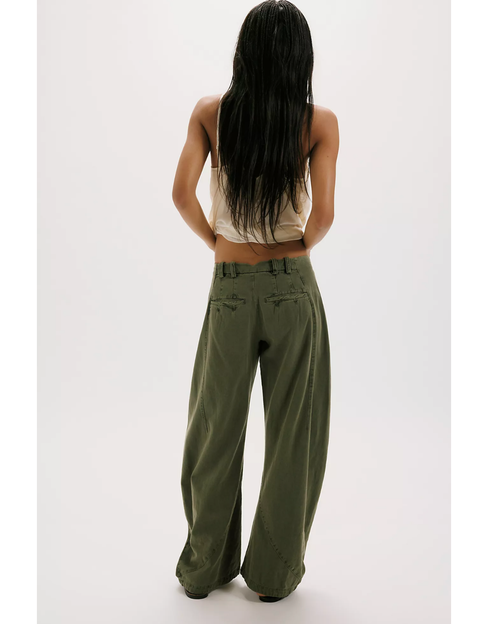 Free people Free People - Spotlight Washed Barrel Chino Trousers (Dusty Olive)