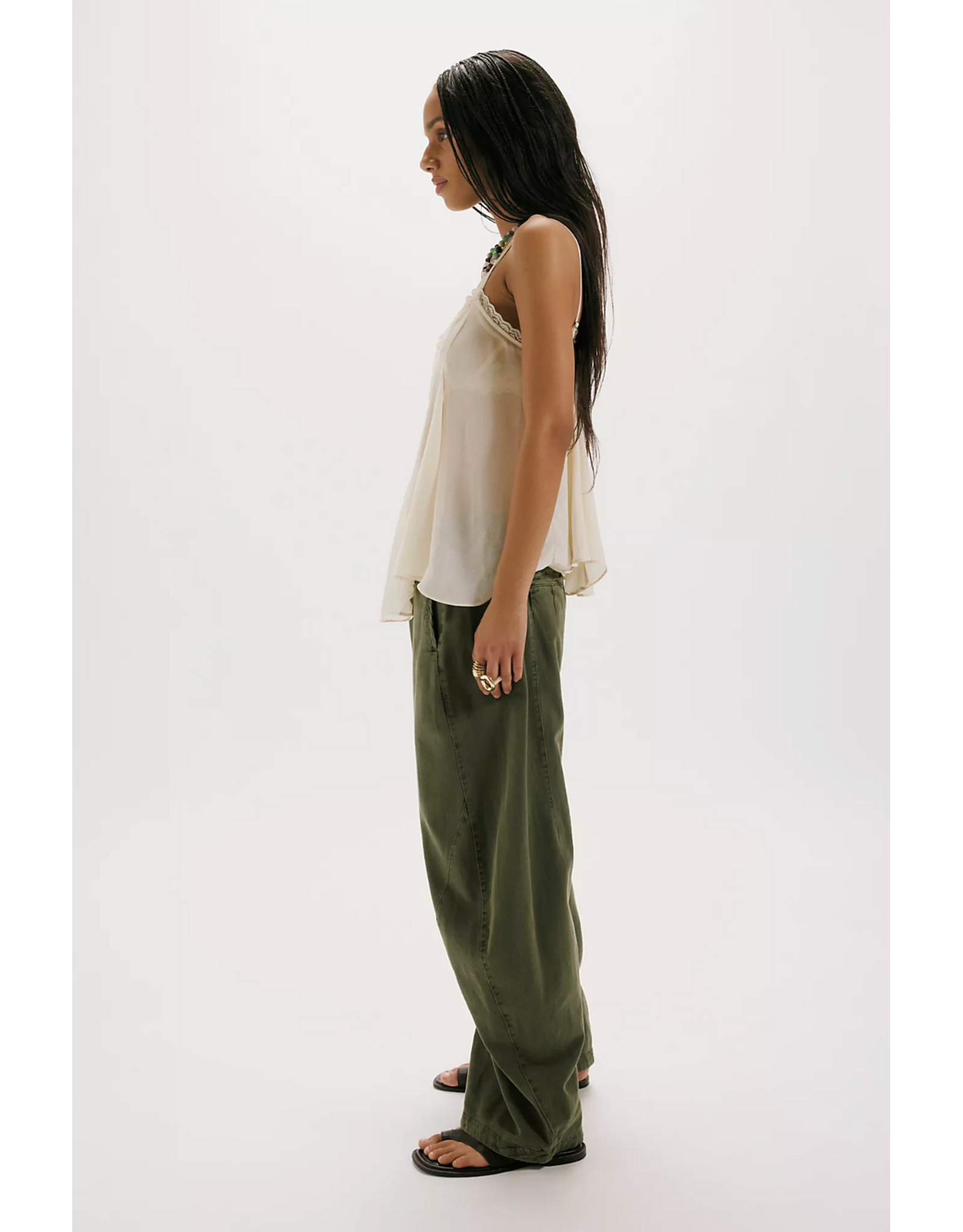 Free people Free People - Spotlight Washed Barrel Chino Trousers (Dusty Olive)