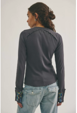 Free people Free People -  Fleur Embroidered Cuff Henley (Graphite Combo)
