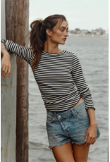 Free people Free People -  We The Free Easy Does It Striped Tee (Black and White)