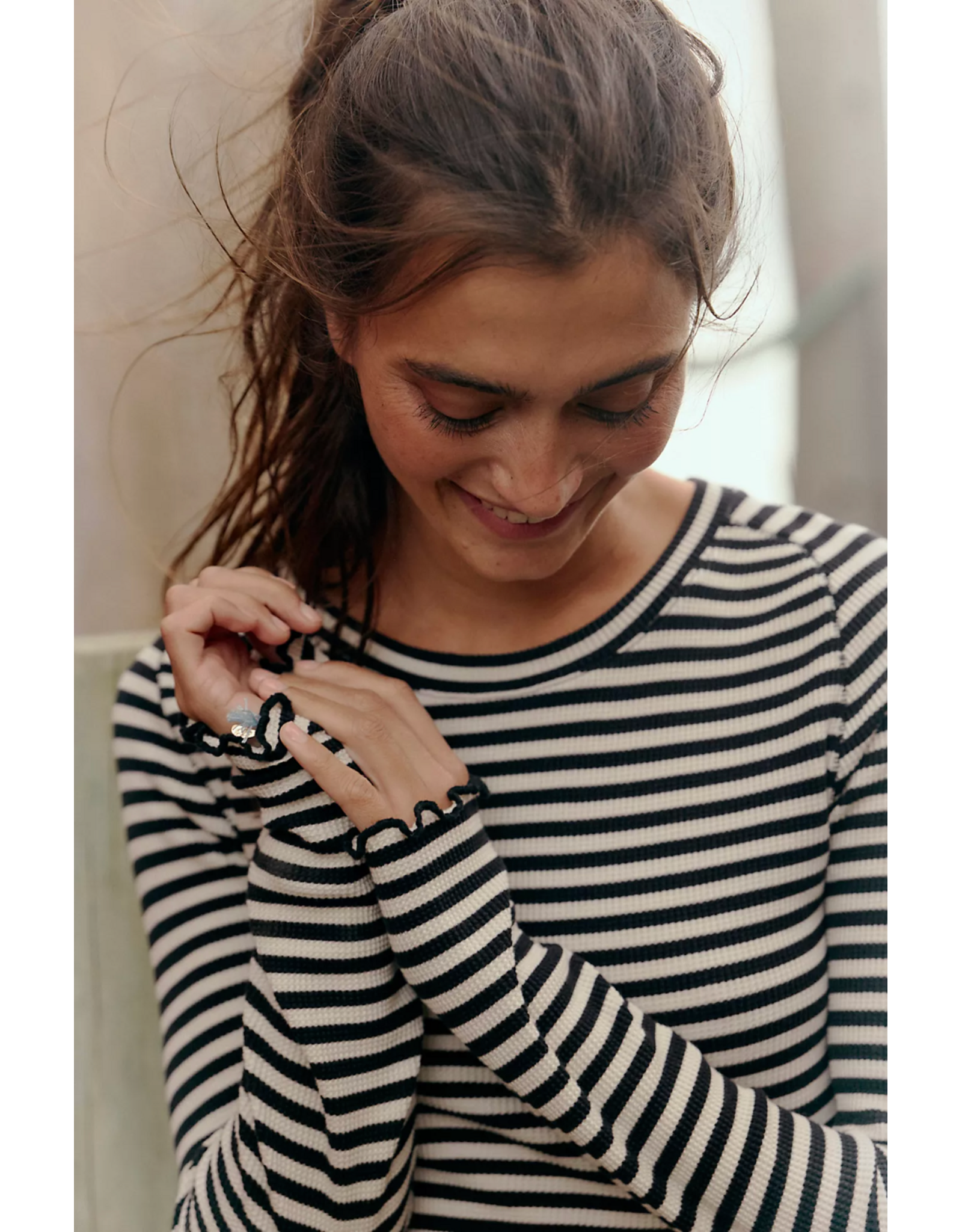 Free people Free People -  We The Free Easy Does It Striped Tee (Black and White)