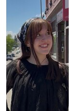 Fame Accessories Light Paisley Design Square Bandana Scarf (Black)