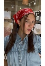Fame Accessories Light Paisley Design Square Bandana Scarf (Red)