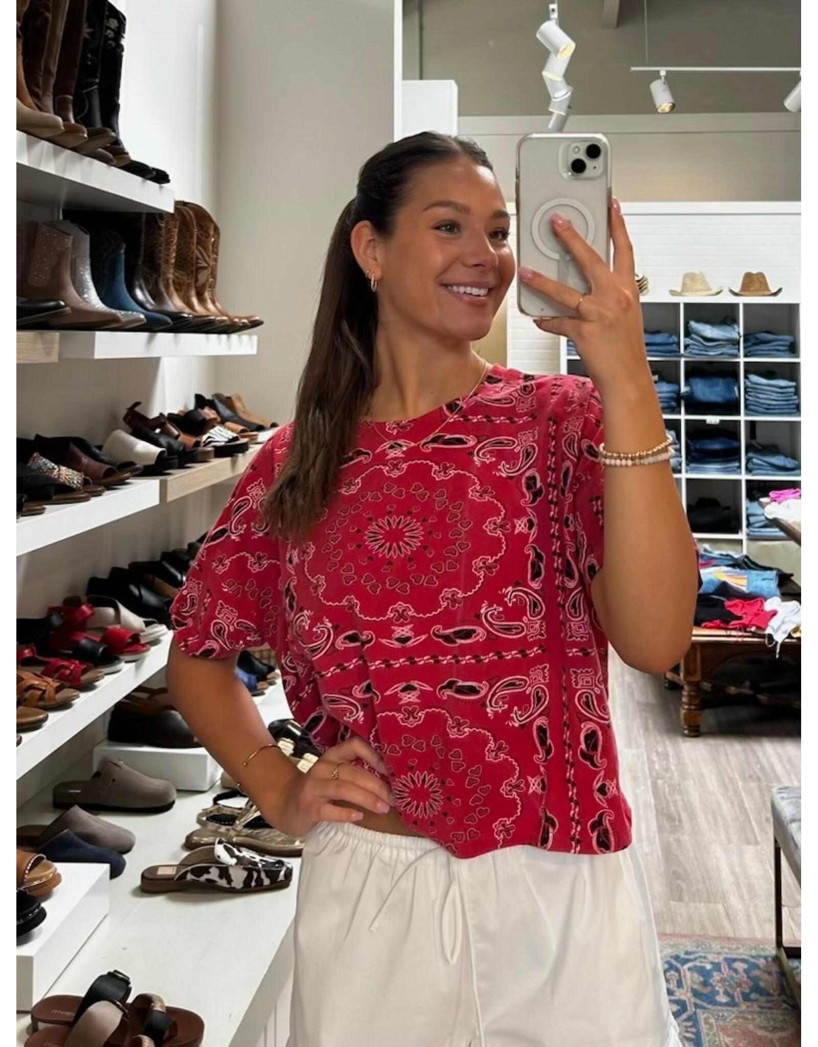 RD Style RD Style - Missy Crew Neck Bandana Tee (Salsa)