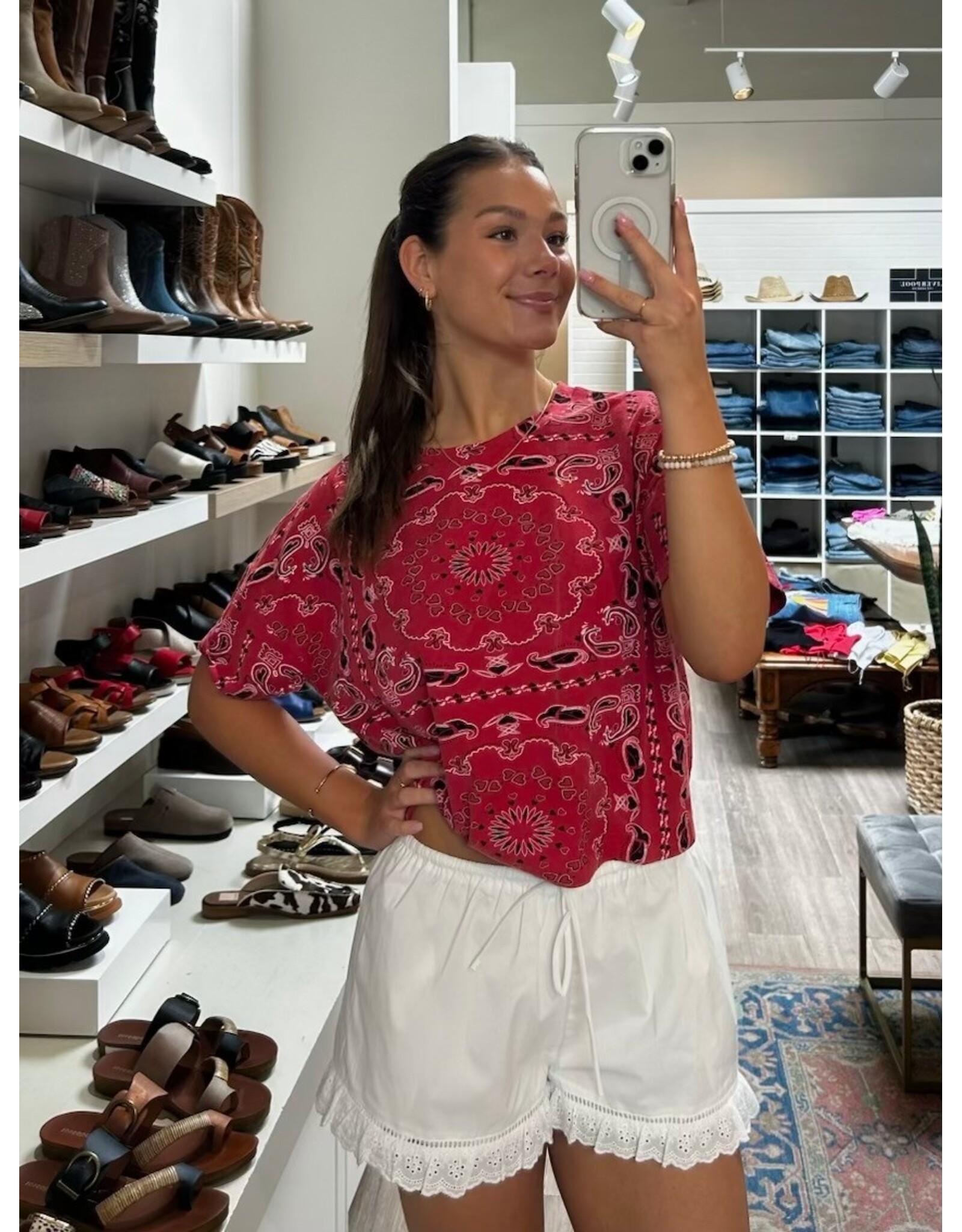 RD Style RD Style - Missy Crew Neck Bandana Tee (Salsa)