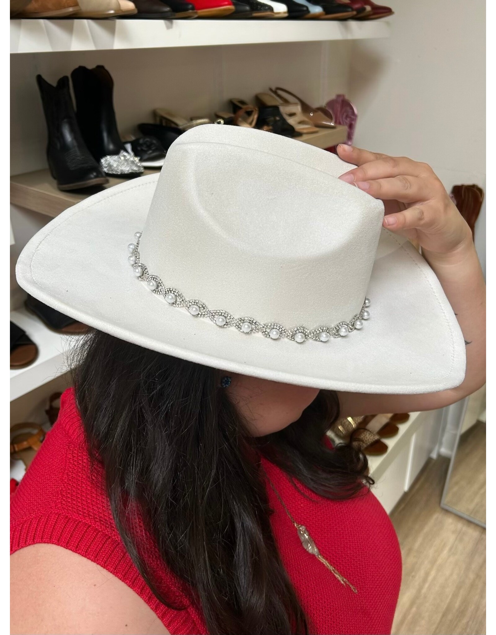 Fame Accessories Pearl Pattern Band Cowboy Hat