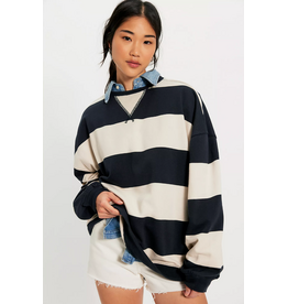 Free people Free People - We The Free Classic Striped Oversized Crewneck (Black Combo)