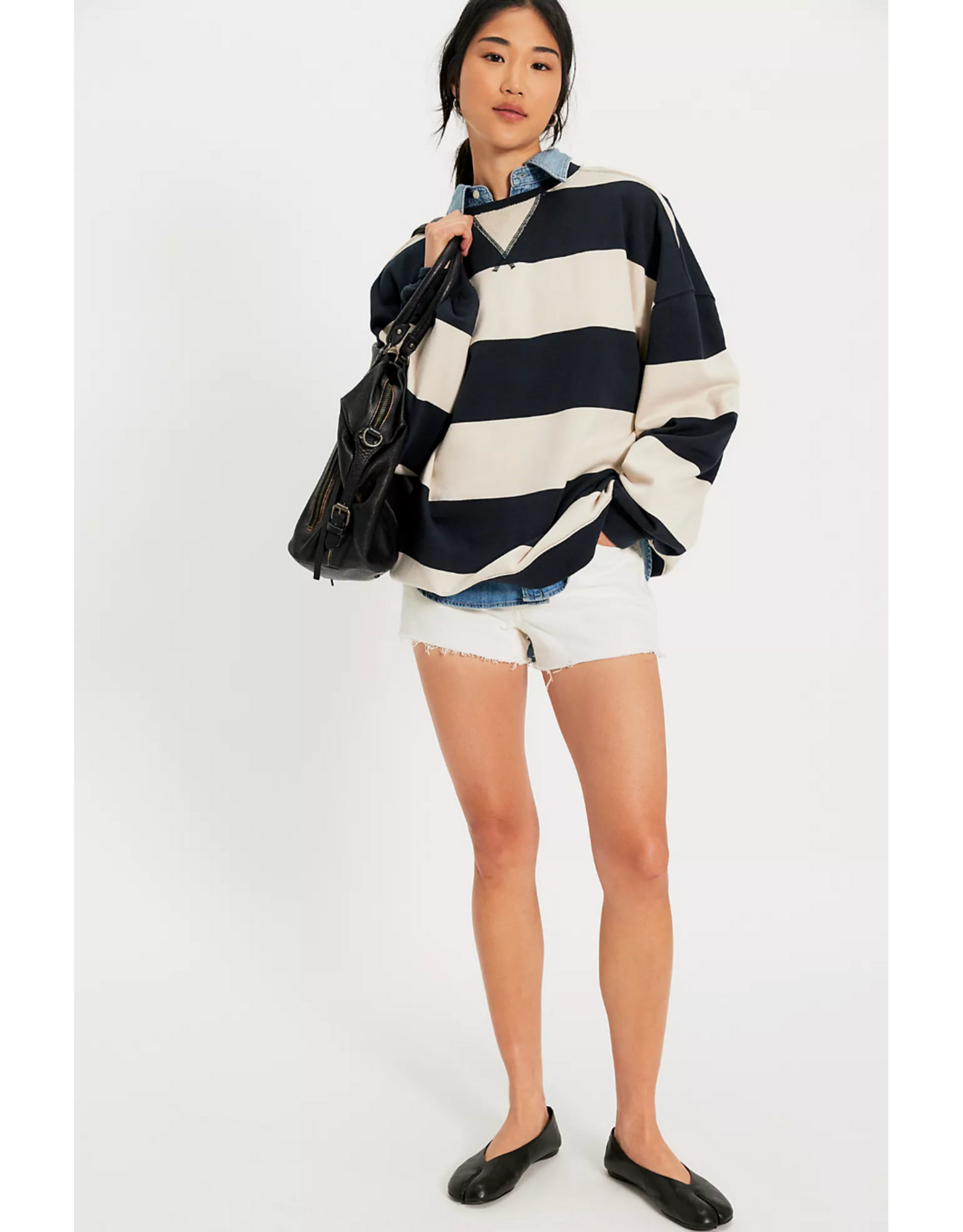 Free people Free People - We The Free Classic Striped Oversized Crewneck (Black Combo)