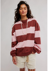 Free people Free People - We The Free Classic Striped Oversized Crewneck (Strawberry Wine Combo)