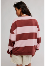 Free people Free People - We The Free Classic Striped Oversized Crewneck (Strawberry Wine Combo)