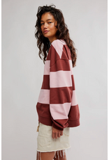 Free people Free People - We The Free Classic Striped Oversized Crewneck (Strawberry Wine Combo)