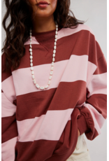 Free people Free People - We The Free Classic Striped Oversized Crewneck (Strawberry Wine Combo)