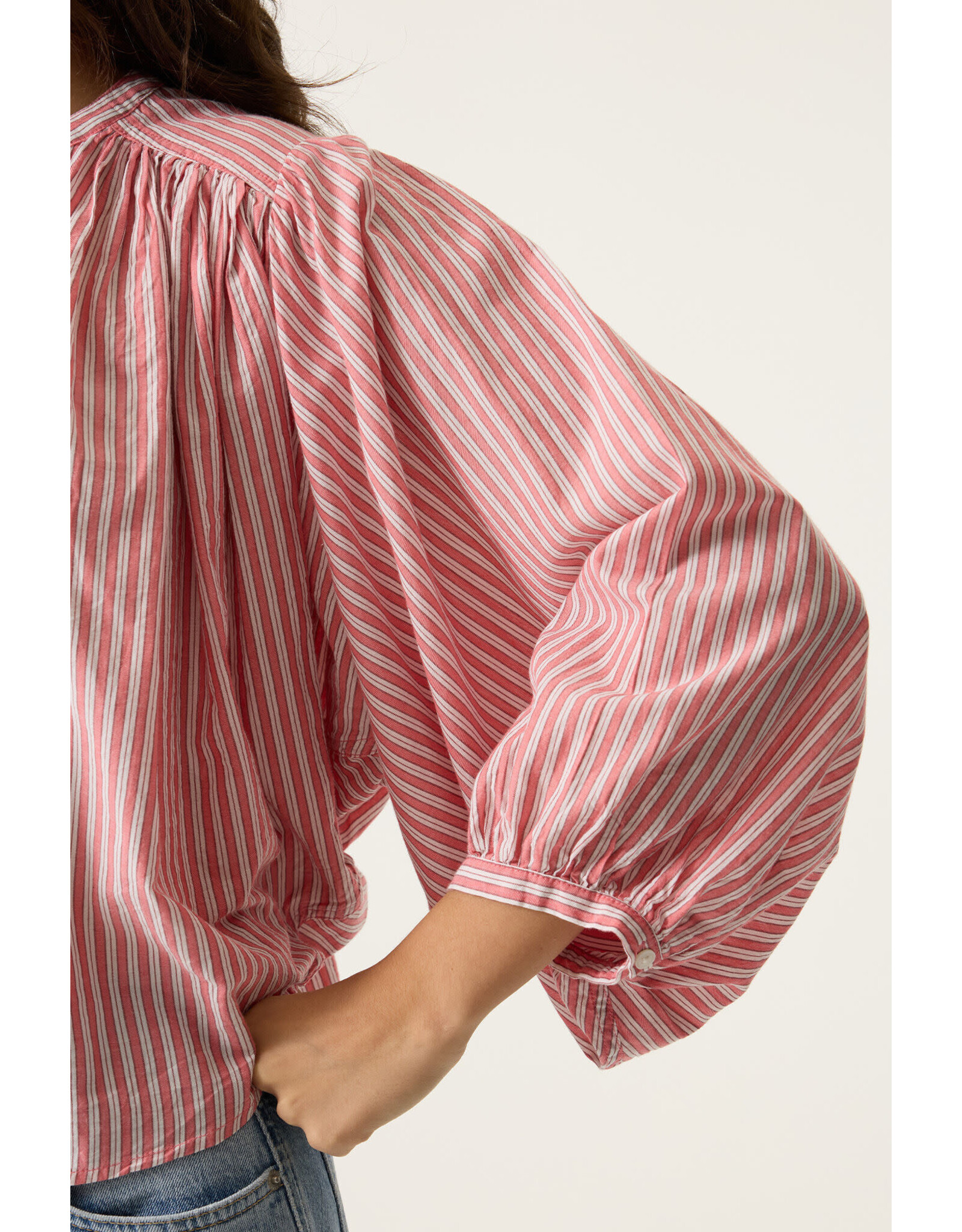 Garcia Garcia - Striped Button Up Blouse (Coral / White)