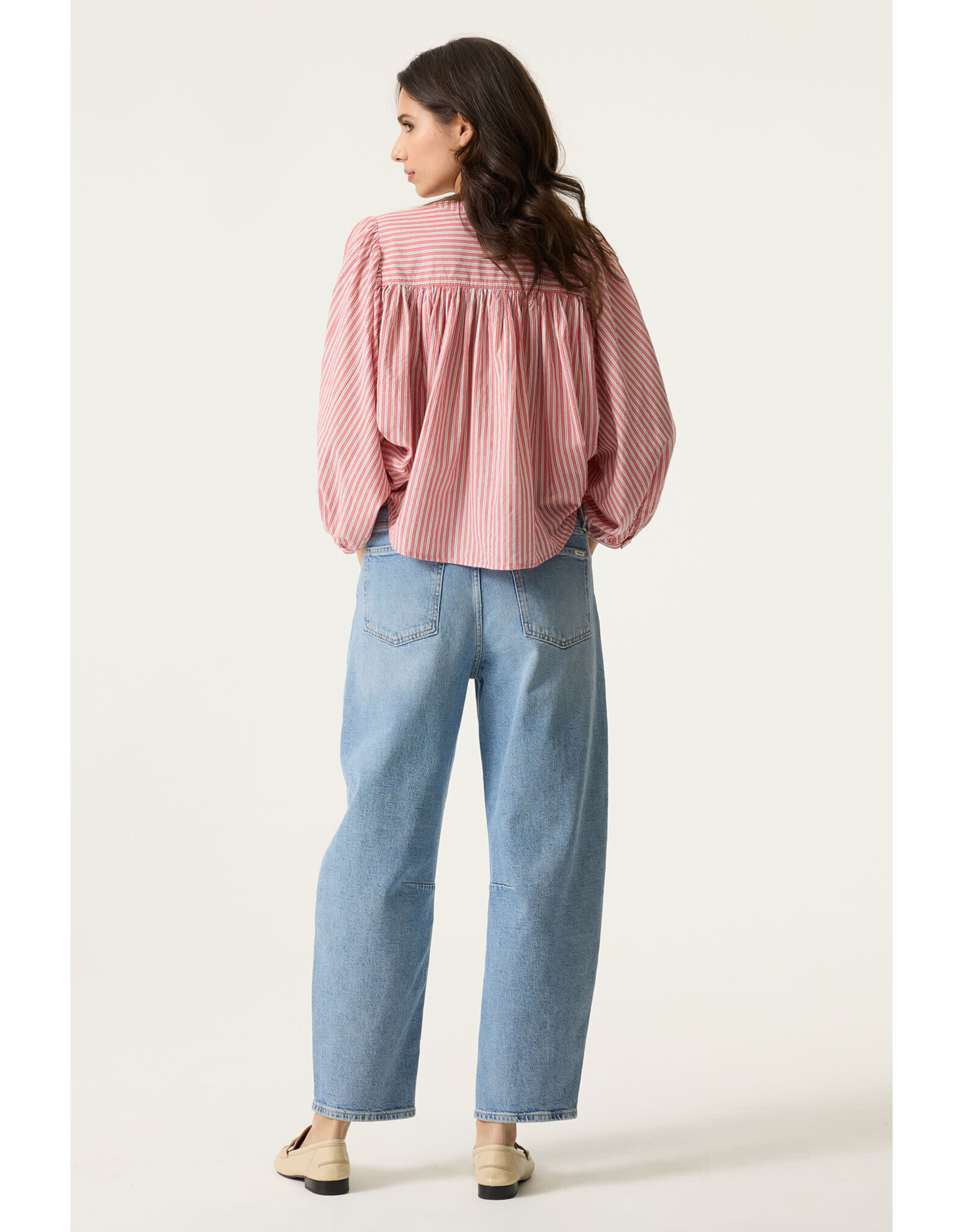 Garcia Garcia - Striped Button Up Blouse (Coral / White)