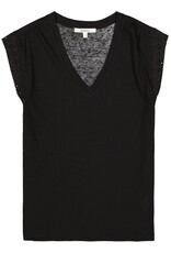 Garcia Garcia - V Neck  Tee With Eyelet Trim (Black)