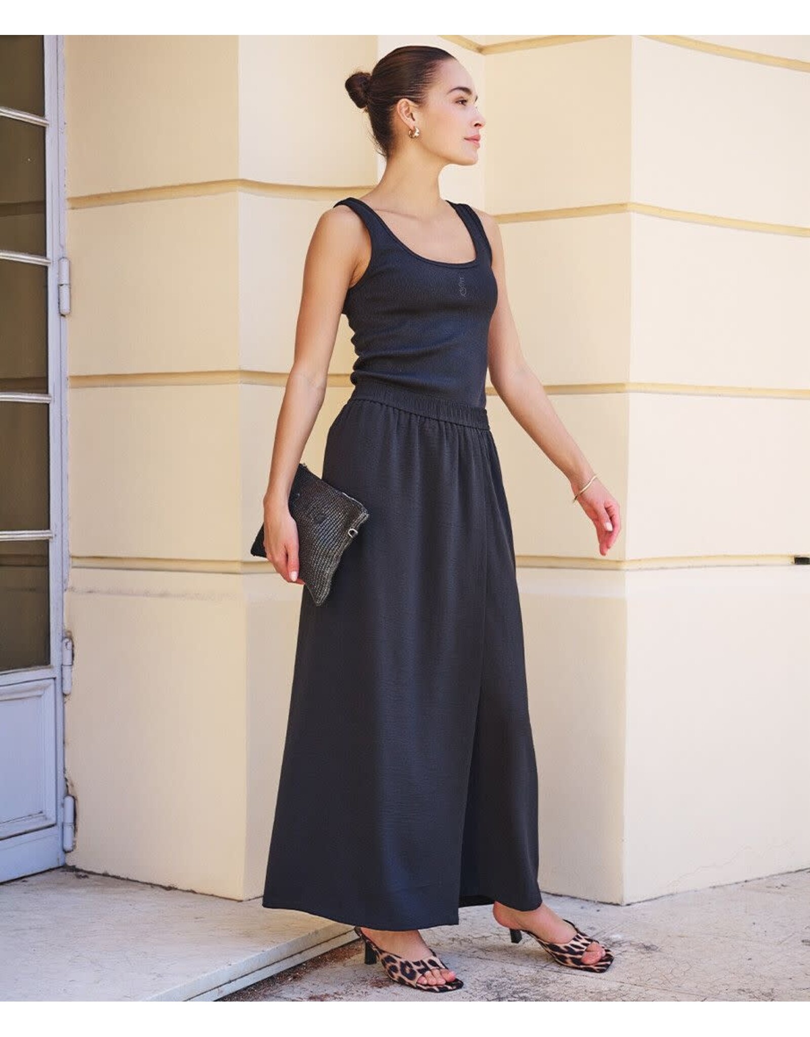 EsQualo EsQualo - Crinkle Trousers with Overlap Detail