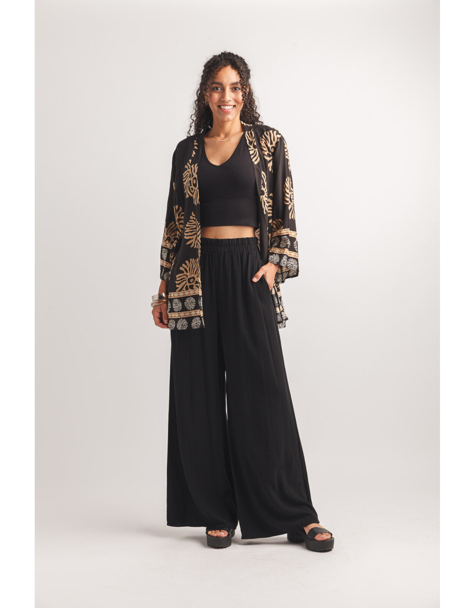 Papillon Papillon - Linen blend wide leg pants (Black)