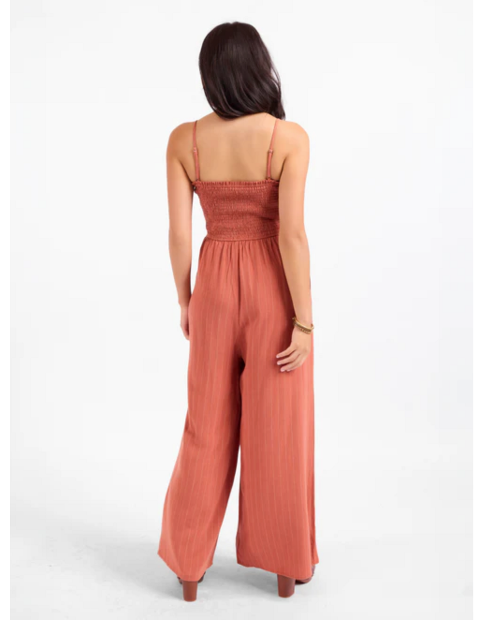 Sadie & Sage Sadie & Sage - Sugarloaf Striped Jumpsuit (Mahagony / White)