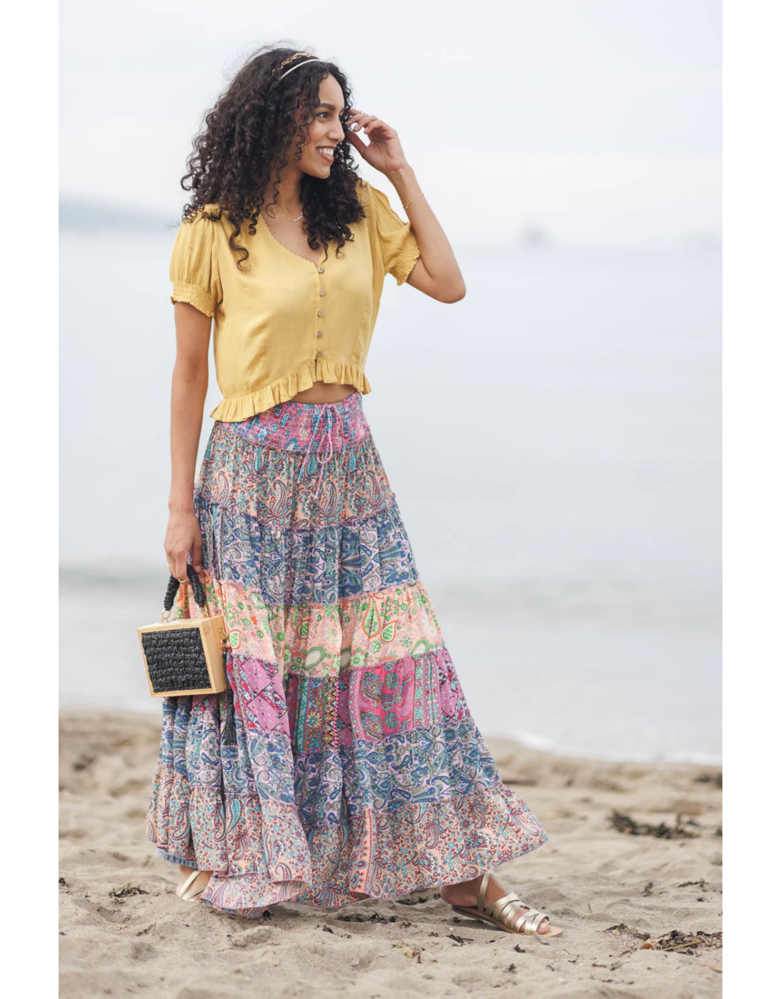 Papillon Papillon - Tiered Print Maxi Skirt (Pink)