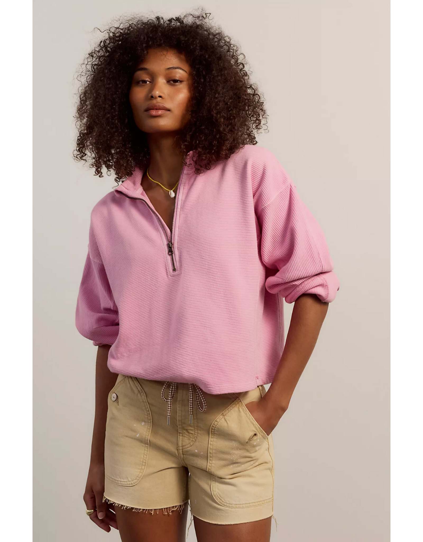 Free people Free People -  We The Free Celeste Quarter Zip (Hummingbird Pink)