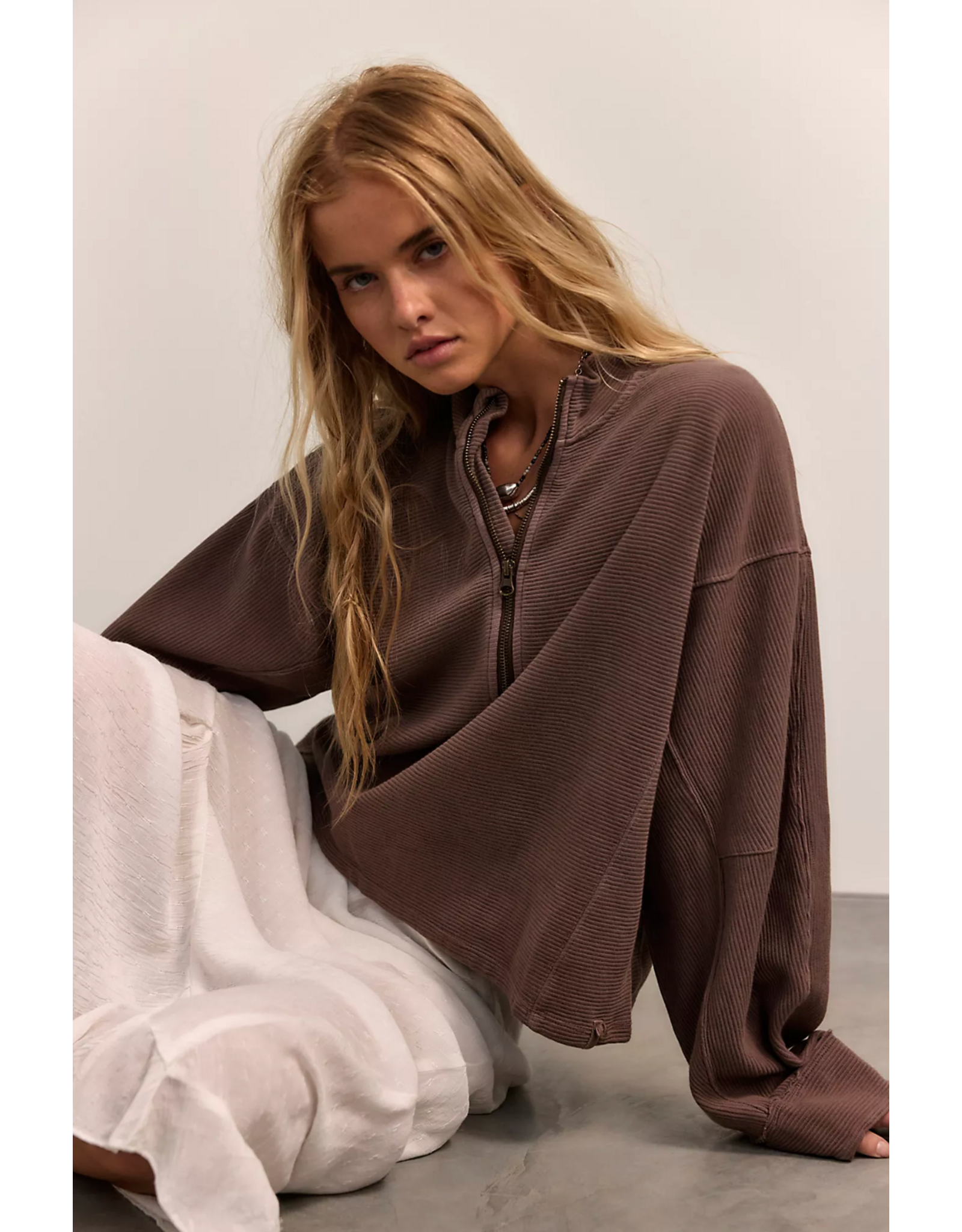 Free people Free People -  We The Free Celeste Quarter Zip (Mochachinno)